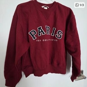 New H&M Paris Graphic Crewneck Sweater - Burgundy
